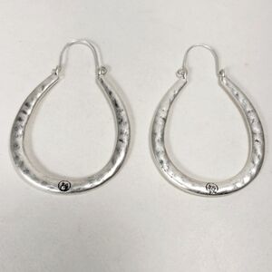 Women's Stunning Hammered Silver-tone Hook Earrings with Crystal